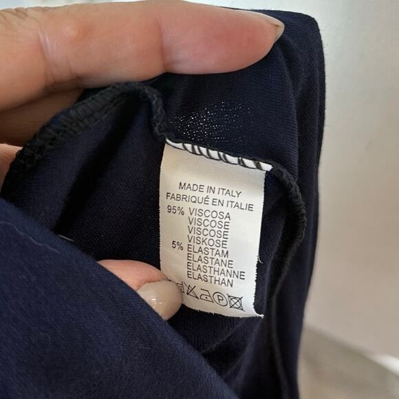 Lyse Italian navy blue  size XS, stretch knit viscose pleated midi skirt #4173 - Picture 5 of 6